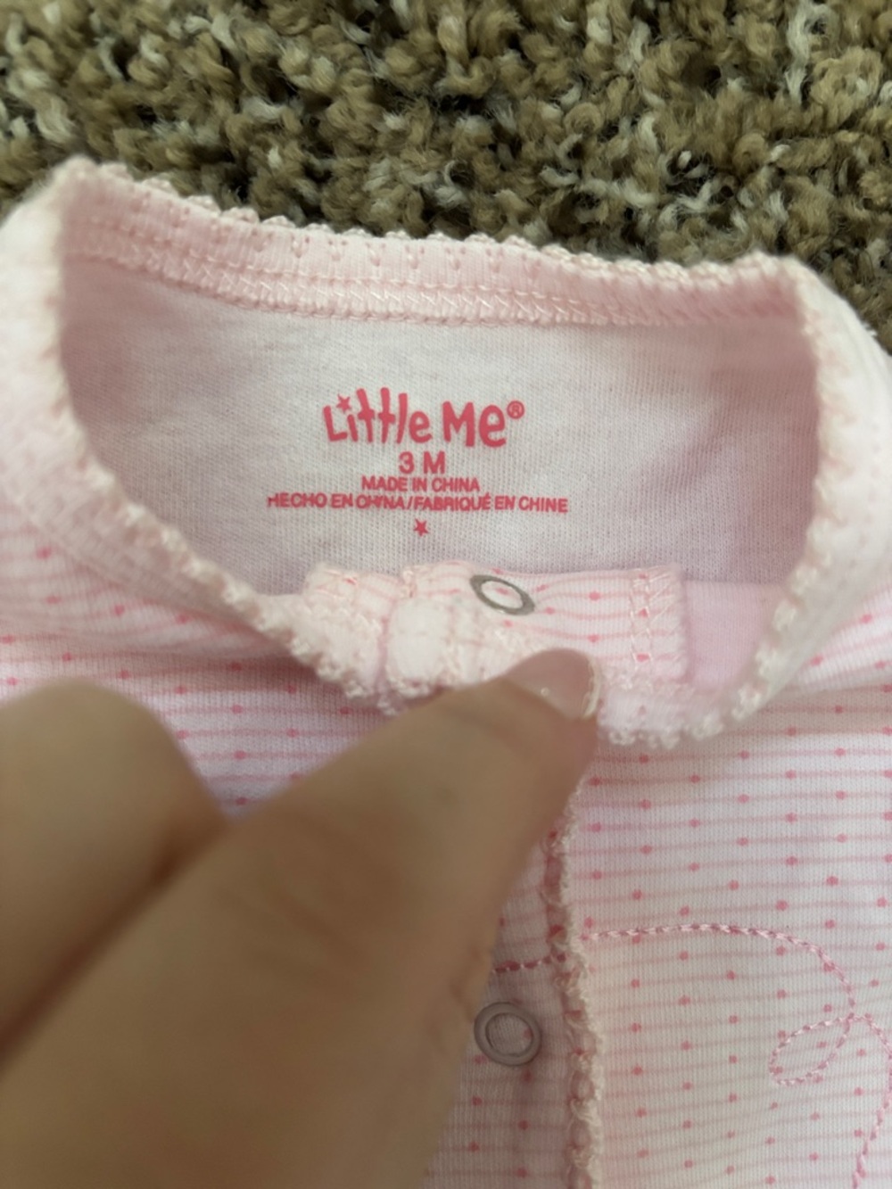 Little Me Pink Footed One-Piece with Frog Appliqués - Picture 2 of 4